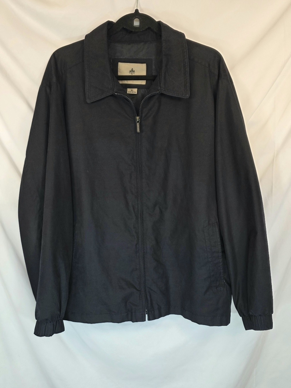Rainforest Mens Jacket XL Black Microfiber Full Zip Harrington Golf Windbreaker